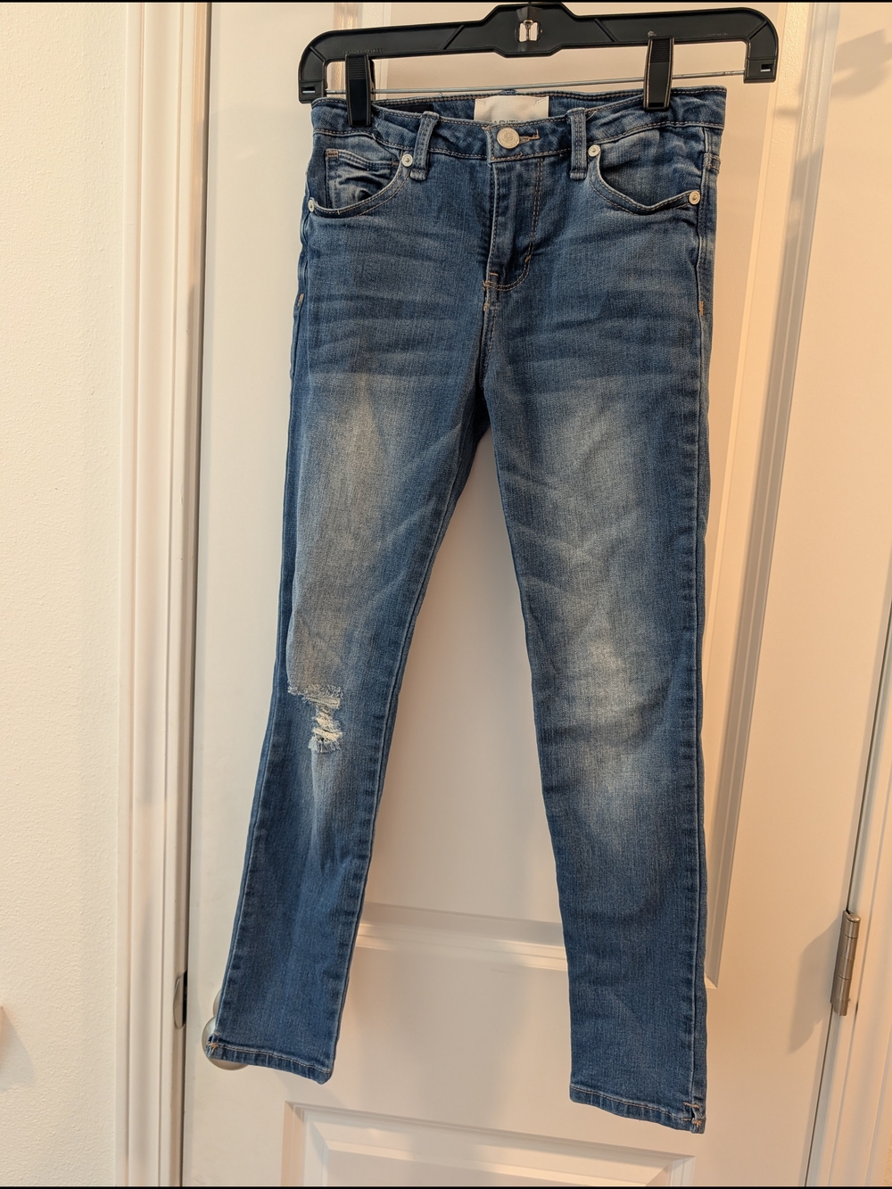 Girls Blue Distressed Skinny Jeans